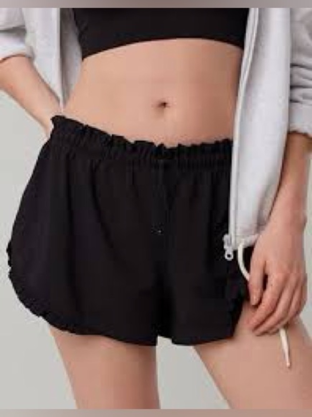 aerie OFFLINE By Aerie 2" Ruffle Hot Stuff Short Black Ruffle Hem Athletic -xs